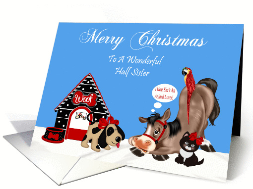 Christmas To Half Sister, dog with dog house, horse,... (1120814)