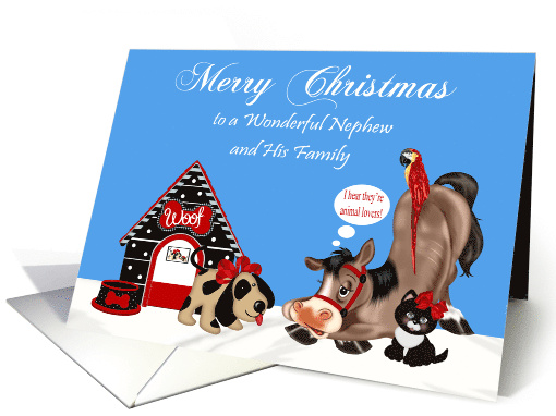 Christmas to Nephew and Family with an Array of Adorable Animals card