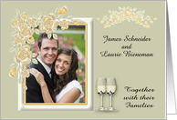 Invitations to Wedding, custom name photo card, flower frame, glasses card