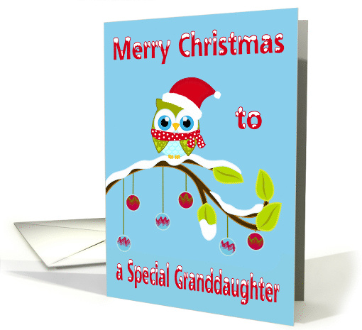 Christmas to Granddaughter, Owl wearing Santa Claus hat... (1125846)