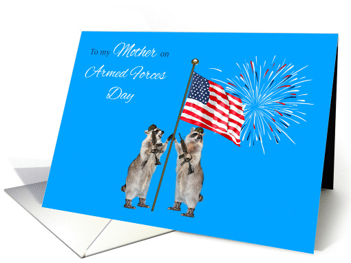 Armed Forces Day To Mother, armed raccoons with a flag... (1126042)