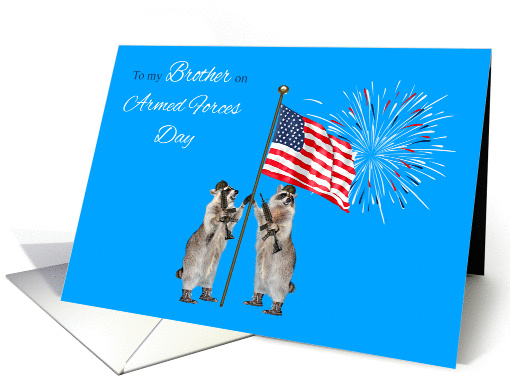 Armed Forces Day To Brother, armed raccoons with a flag... (1126050)