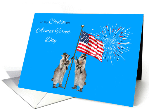 Armed Forces Day To Cousin, armed raccoons with a flag... (1126056)