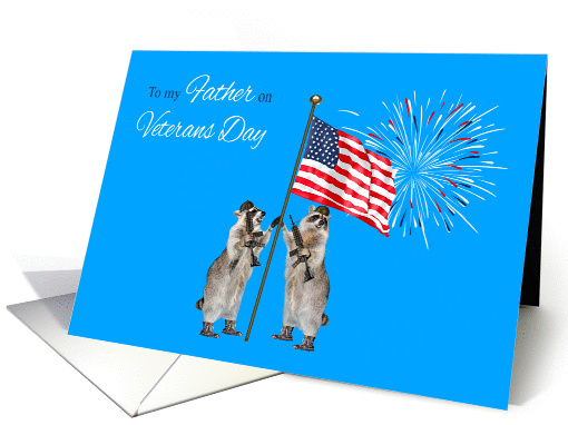 Veterans Day To Father, armed raccoons with flag and... (1126482)