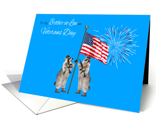 Veterans Day To Brother-in-Law, armed raccoons with flag... (1126518)