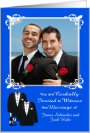 Invitations, Gay Wedding, custom name photo card, tuxedos, champagne card