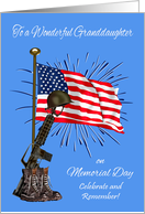 Memorial Day to Granddaughter with Military Equipment and a Flag card