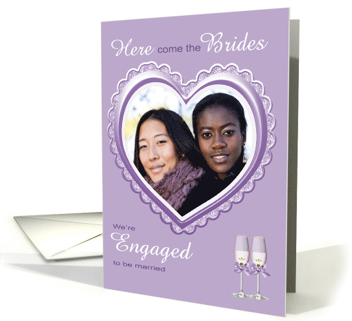 Announcement, We're Engaged Photo Card, lesbian, purple,... (1134418)