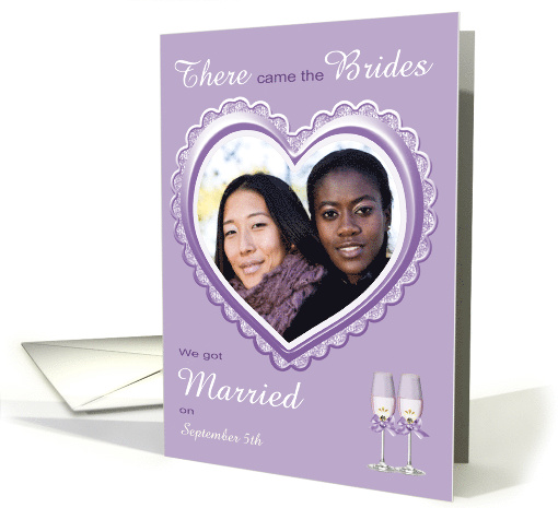 Announcement, We Got Married Photo Card, lesbian, purple,... (1134426)