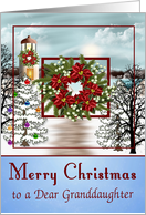Christmas to Granddaughter with a Beautiful Snowy Lighthouse Scene card