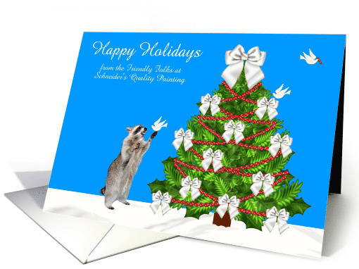 Happy Holidays, business, custom name, Raccoon with a... (1140470)