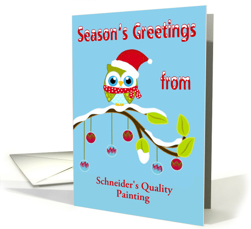 Season's Greetings, business custom name, Owl with Santa... (1140500)