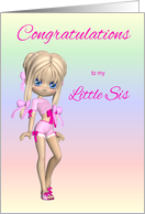 Congratulations To Little Sister, getting first period, girl, pink bow card