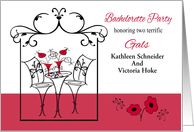 Invitations, Lesbian Bachelorette Party, custom name, pink flowers card