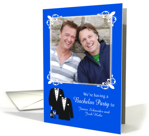 Invitations, Gay Bachelor Party, Custom Name Photo Card, tuxedos card