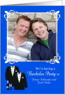 Invitations, Gay Bachelor Party, Custom Name Photo Card, tuxedos card