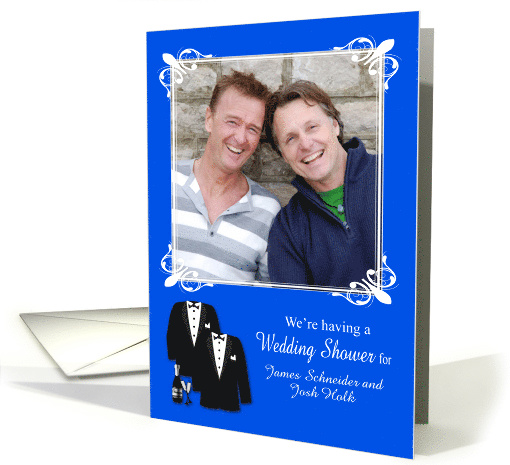 Invitations, Gay Wedding Shower, Custom Name Photo Card, tuxedos card