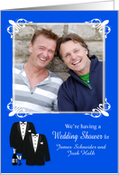 Invitations, Gay Wedding Shower, Custom Name Photo Card, tuxedos card