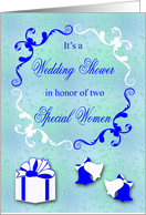 Invitations, Lesbian Wedding Shower, wedding bells, present, hearts card