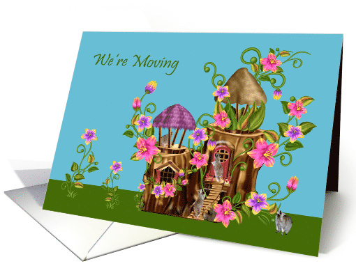 Announcements, We're Moving, little raccoons with their new house card