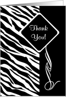 Thank You, Zebra Print, general, white and black with fancy element card