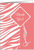 Thank You, Zebra Print, general, pink rose and white, fancy element card