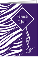 Thank You, Zebra Print, general, purple and white with fancy element card