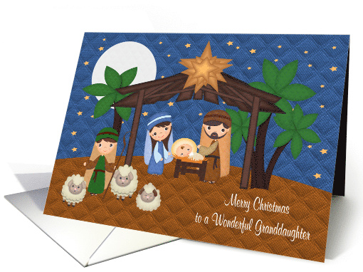 Christmas to Granddaughter with a Nativity Scene and Baby Jesus card
