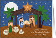 Christmas to Nephew and Family, Nativity Scene With Baby Jesus, stars card