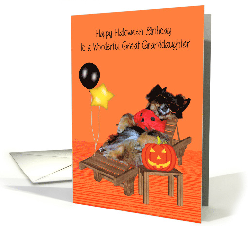 Birthday On Halloween to Great Granddaughter with a Pomeranian card