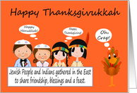 Thanksgivukkah, general, humor, Jewish Boy And Girl, Indians, turkey card