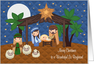 Christmas to Ex Boyfriend, Nativity Scene with Baby Jesus, stars, moon card
