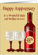 48th Wedding Anniversary to Sister and Brother in Law with Wine card