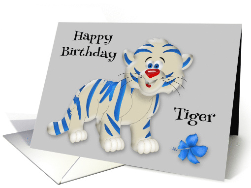 Birthday, general, cute blue and white tiger with a blue... (1183846)