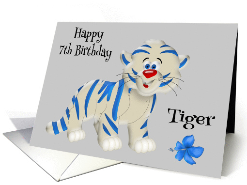 7th Birthday, general, cute blue and white tiger, blue... (1186728)