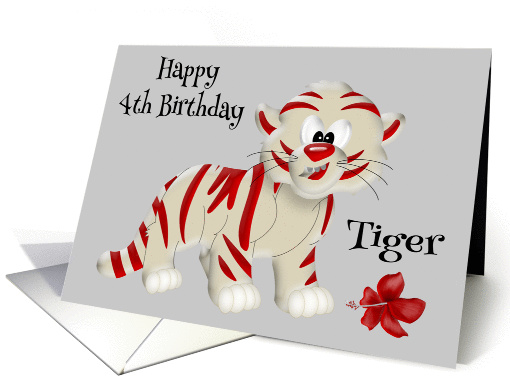 4th Birthday, general, cute red and white tiger, red... (1186758)