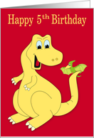 5th Birthday with Cute Dinosaurs Tyrannosaurus rex and Pterodactyl card