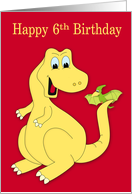 6th Birthday Card with a Tyrannosaurus Rex and Terodactyl Dinosaurs card