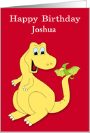 Birthday Custom Name with a Tyrannosaurus Rex and a Pterodactyl card