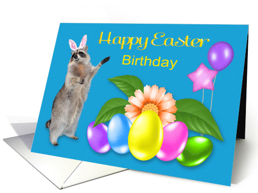 Birthday on Easter, general, Raccoon with bunny ears,... (1191462)