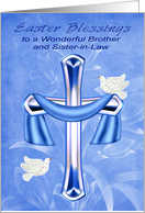 Easter to Brother and Sister-in-Law, Religious, cross, doves, flowers card