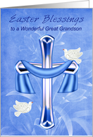 Easter to Great Grandson, Religious, A cross with two white doves card