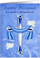 Easter to Brother-in-Law, Religious, cross with white doves, flowers card