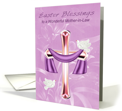 Easter to Mother in Law with an Elegant Cross and Two White Doves card