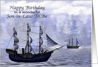 Birthday to Son in Law To Be with Ships on the Water and Wintry Scene card