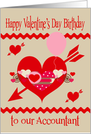 Birthday On Valentine’s Day To Accountant, red, white, pink hearts card