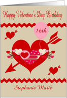 Birthday On Valentine’s Day Custom Name and Age Specific with Hearts card