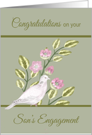 Congratulations On Son’s Engagement with White Dove and Flowers card