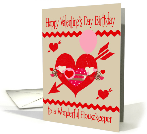 Birthday On Valentine's Day to Housekeeper, red, white,... (1217068)