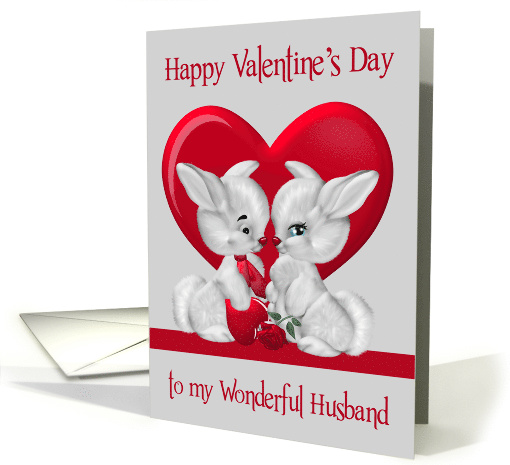 Valentine's Day to Husband with a Boy and a Girl Bunny... (1218670)